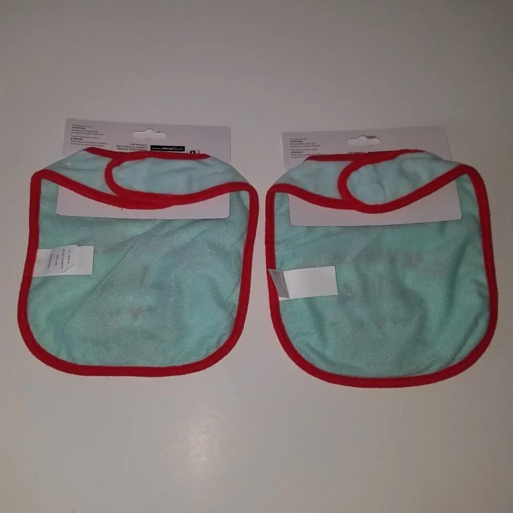 2 NEW My 1st Valentine's Day Blue Bibs Lot Baby Boy Lion? Holiday Gift